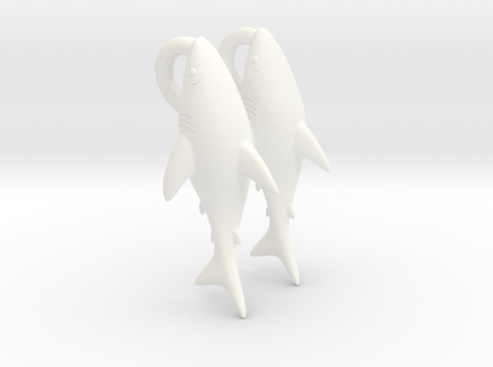 Shark Clinging On Earrings 3d printed 