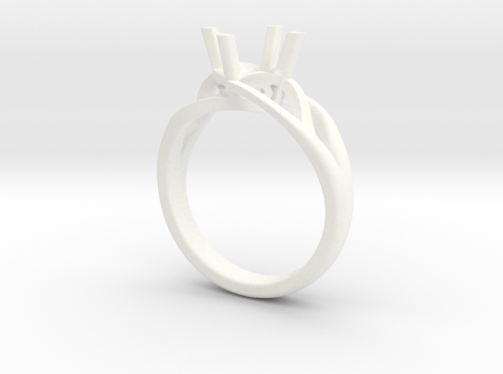 Solitaire Engagement Ring w/Branched Band 3d printed