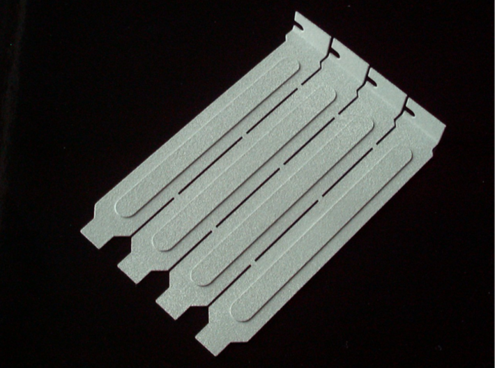 Computer Expansion Slot Cover Plates 3d printed pictured in the alumide material