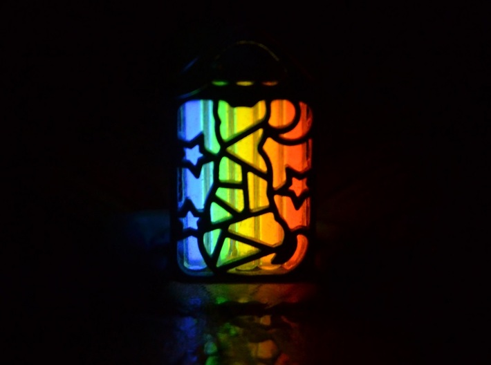 Cat Lantern 2: Tritium (Silver/Brass/Plastic) 3d printed 