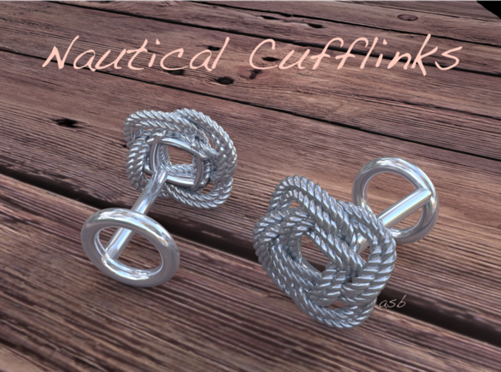 Nautical Turk's Head Knot Cufflinks 3d printed