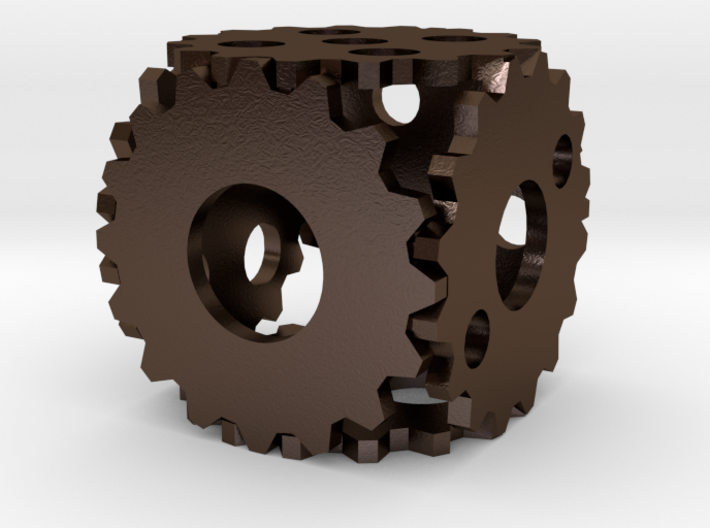 Gear Dice, 6-sided die made of gears 3d printed 
