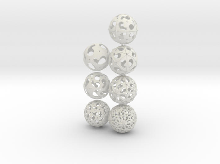 Comma symmetry spheres: 7 oddities 3d printed