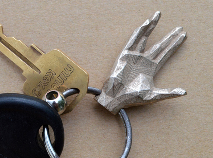 Faceted Spock Hand Keychain - Vulcan salute 3d printed