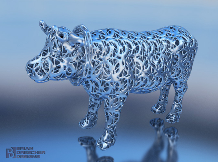 Cow Filigree Sculpture 3d printed 