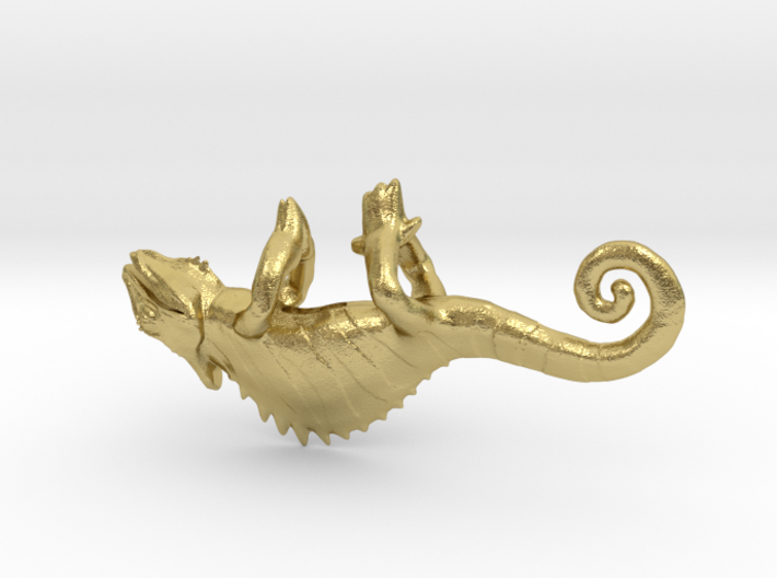 Chameleon Pendant 3d printed Chameleon brass bead by ©2012-2015 RareBreed