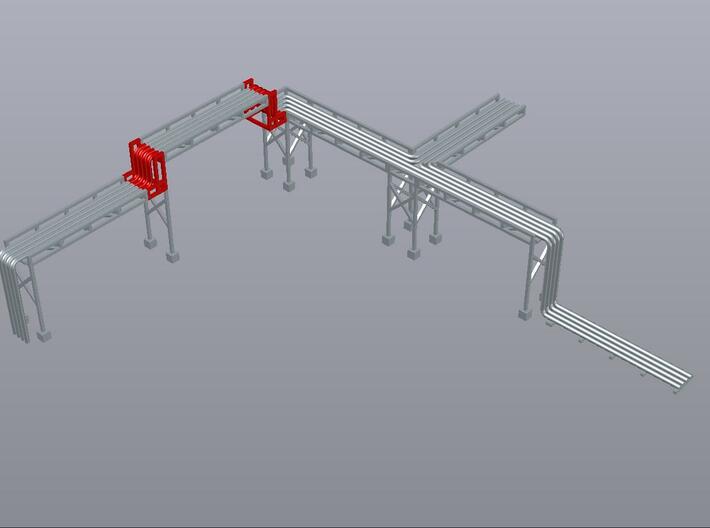 N Pipe Rack Riser 10mm 2pc 3d printed Example of modular pipe rack, 10mm risers shown in red