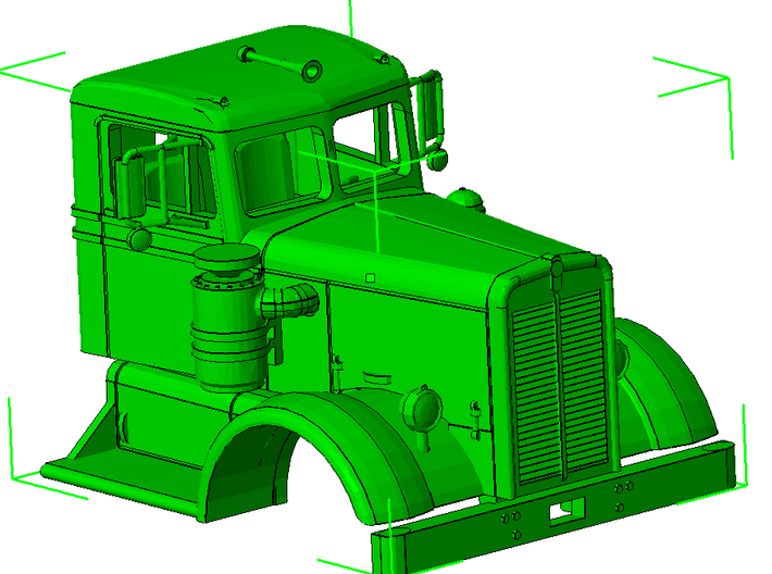 1/64th Interpretation of Kenworth Narrow Nose 3d printed A rendering of the piece as assembled. 