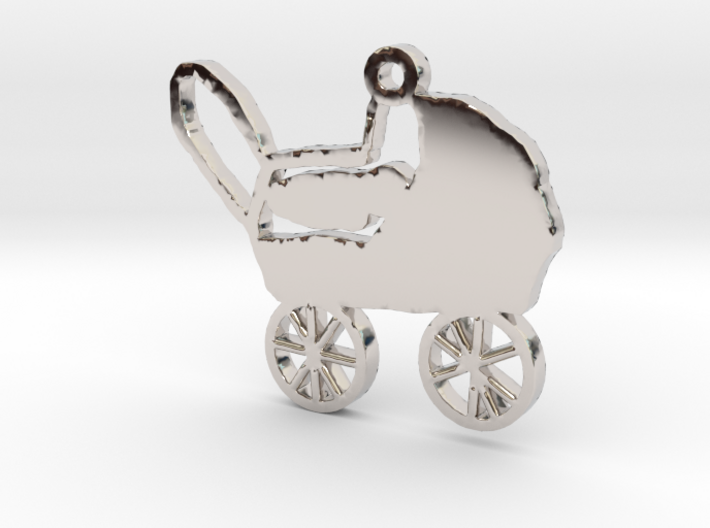 Baby Carriage Necklace Pendant 3d printed