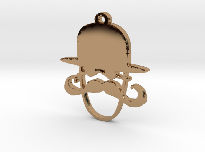 Man With Derby and a Mustache Necklace Pendant 3d printed