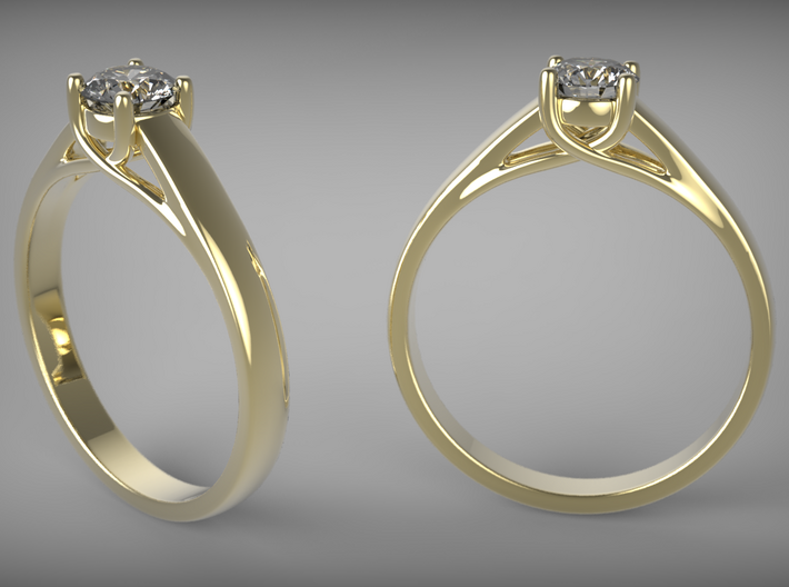 Diamond Ring 3d printed 14K Gold