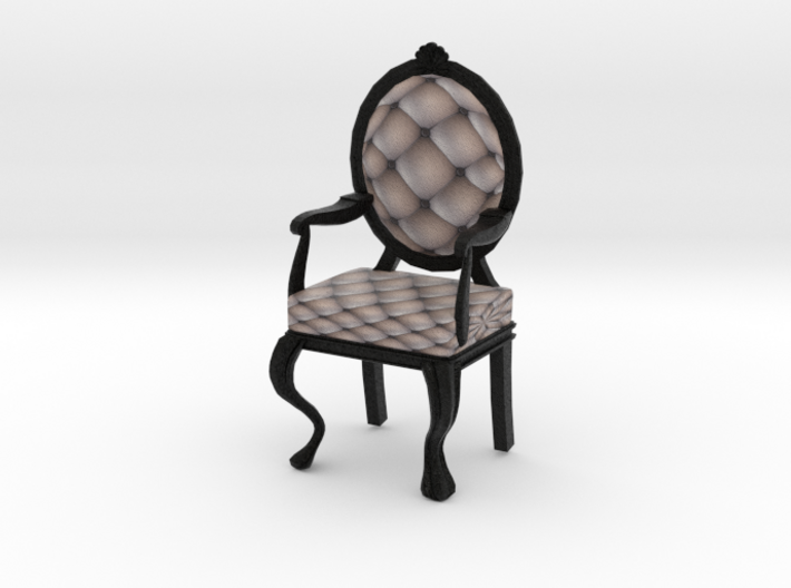 1:24 Half Inch Scale SilverBlack Louis XVI Chair 3d printed