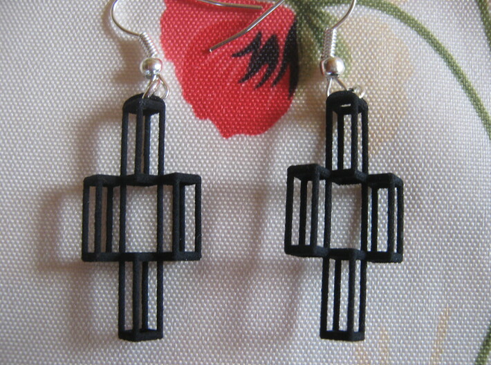 Parallelepiped Earrings 3d printed 
