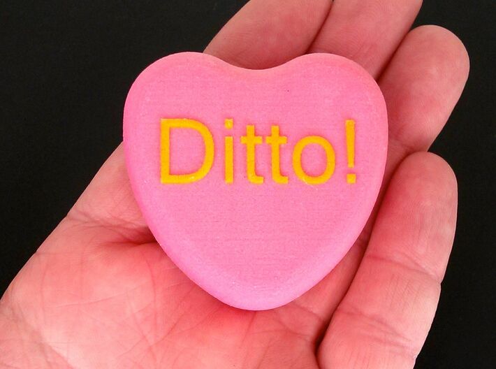 Candy Heart &quot;Ditto!&quot; - Pink/Yellow 3d printed Front
