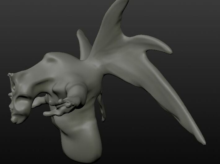 Alien beast - Sculptre 3d printed Side view of the alien