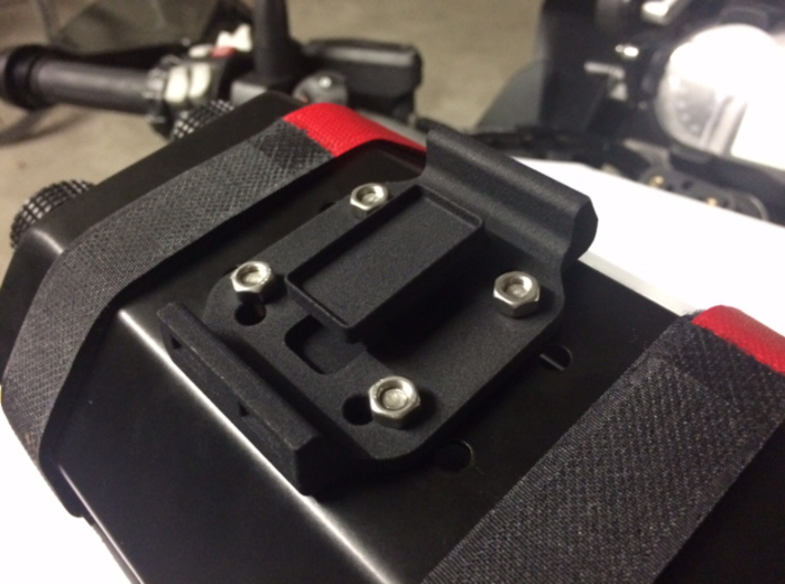 Cradle Adapter V2 for Garmin Zumo 660 3d printed Installed on a roadbook holder