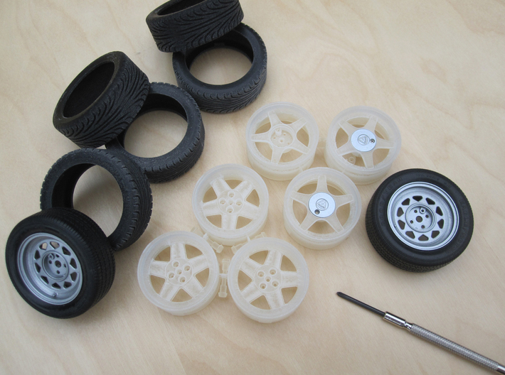 CATERHAM Tire Rear x1 Black Acrylic 1-12  3d printed Wheels & Tires to replace Tamiya parts.