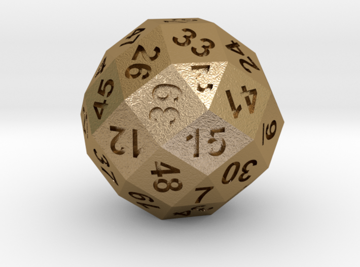 50-side dice (solid core) 3d printed