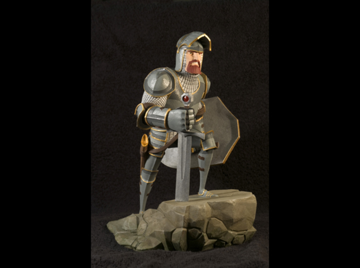 TheKnight (Large) 3d printed This is the result after sanding the base and hand painting it with Revell Aqua Paints. Not available as a painted piece.