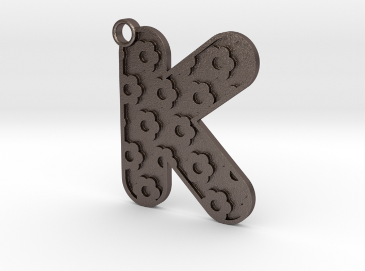 Patterned Letter Steel Keychain 3d printed 