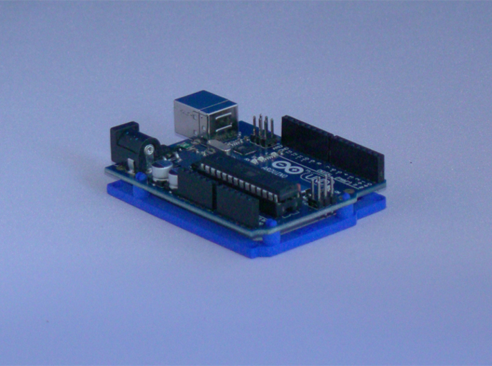 Low desktop stand for Arduino Uno / Leonardo / Yun 3d printed Printed in Royal Blue Strong &amp; Flexible