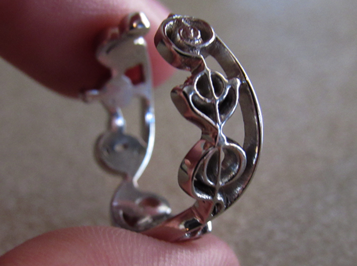 "IDIC" Vulcan Script Ring - Cut Style 3d printed Pictured: Rhodium Plated