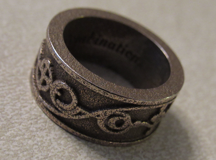 &quot;IDIC&quot; Vulcan Script Ring - Embossed Style 3d printed Pictured: Stainless Steel