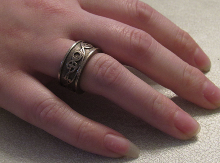 "IDIC" Vulcan Script Ring - Embossed Style 3d printed Pictured: Stainless Steel