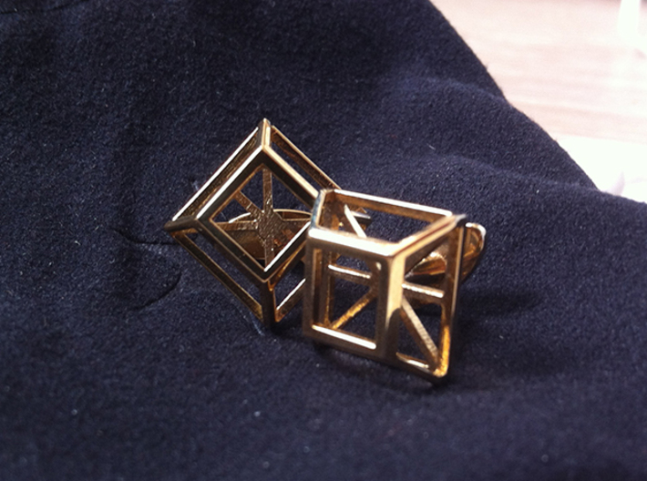 Geometric cufflinks 3d printed Polished brass cufflinks