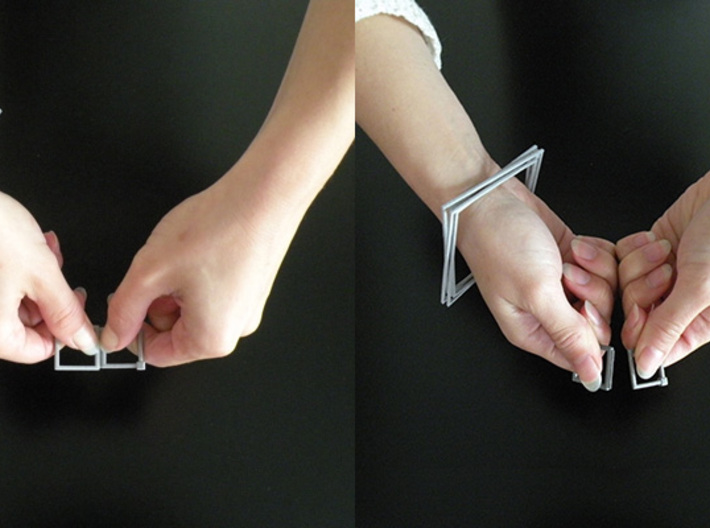 Squared Bracelet - 6cm XL - And Connecting Rings - 3d printed Break squared Alumide rings