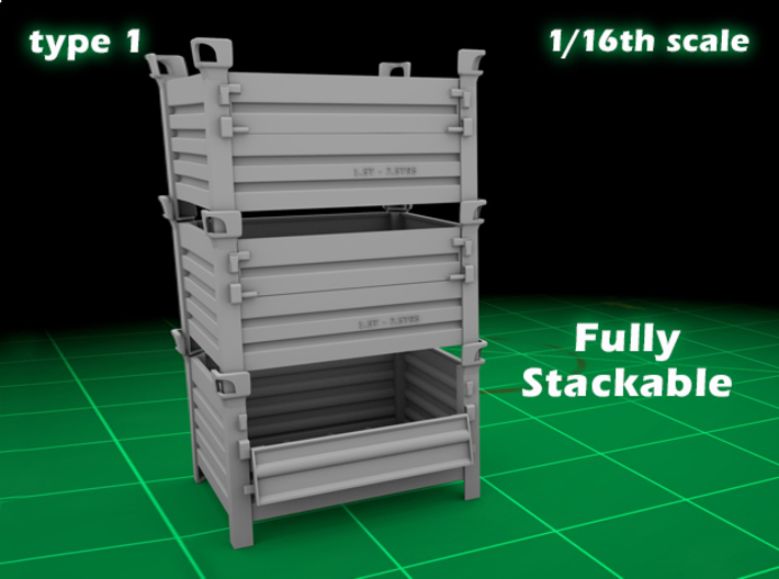 Stackable container type-1 (1x - 1/16) 3d printed 