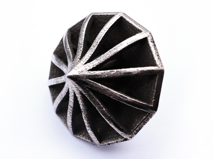 Top d12 3d printed In stainless steel and inked.