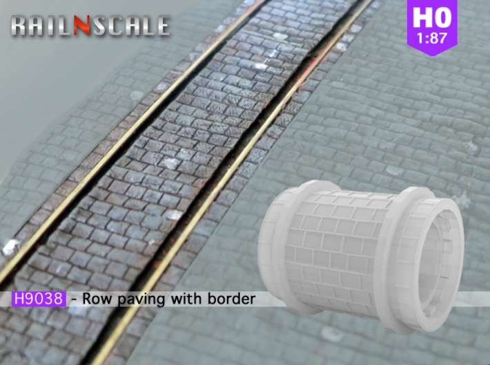 Row paving with border (H0) 3d printed