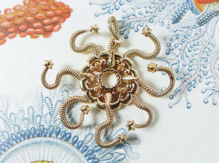 Discalia Jellyfish pendant 3d printed Discalia pendant in raw bronze