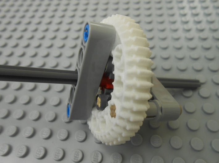 LEGO®-compatible z44 bevel gear w/ z24 inner ring 3d printed epicyclic gearing housed inside the ring