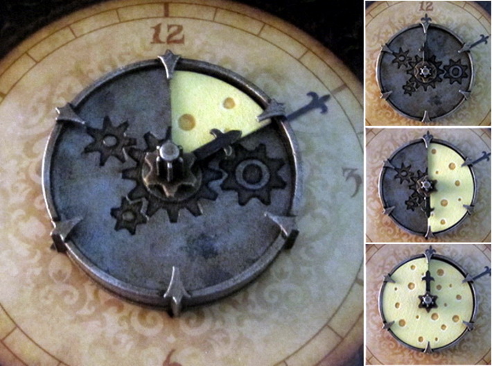 Cheese Wheel Clock (rotating) - Mice &amp; Mystics 3d printed Hand-painted White Strong Flexible (board copyright Plaid Hat Games)