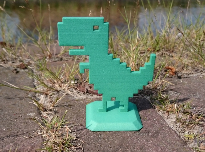 No Internet Dinosaur 3d printed Green S&F Polished