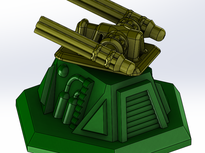 Turret Top MiniGun 3d printed Shown with a turret base - see other models