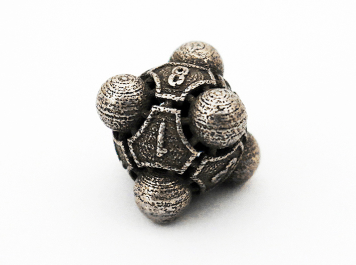 Nucleus D8 3d printed Polished Bronzed Silver Steel