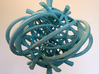 Seifert surface for (3,3) torus link with fibers 3d printed Dyed using RIT dye.