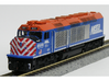 N Scale EMD F40C (Metra) 3d printed Model built and painted by Jeff King of MilwaukeeRoadTrainShop.com. Photo by Jeff King.