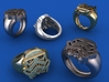 Strooper Ring 19,8mm 3d printed Stainless Steel, Gold Plated matte & Silver renders