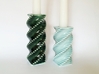 Unique Candleholder - Porcelain Candle Holder  3d printed Oribe Green and Celadon Glazes.