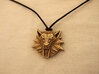 Two Sided Wolf Head Medallion Pendant 3d printed Cast Stainless Steel Front