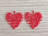 Heart Earrings 3d printed Red Strong and Flexible Polished