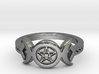 Triple Moon Pentacle Decorated Band Ring Size 8 3d printed 