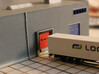 N Scale 3x Loading Dock +Door 3d printed Dock in front of a blank wall (wall visible through the windows). This prototype was printed in Frosted Ultra Detail.