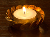 2x Penny Tea-Light Holder 3d printed Black Strong & Flexible - assembled and with a candle.