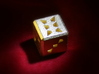 Dice No.3 S (balanced) (2cm/0.79in) 3d printed Polished Gold Steel