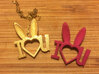 I Heart You Bunny pendant 3d printed in steel or plastic, they're fun on a necklace or a backpack